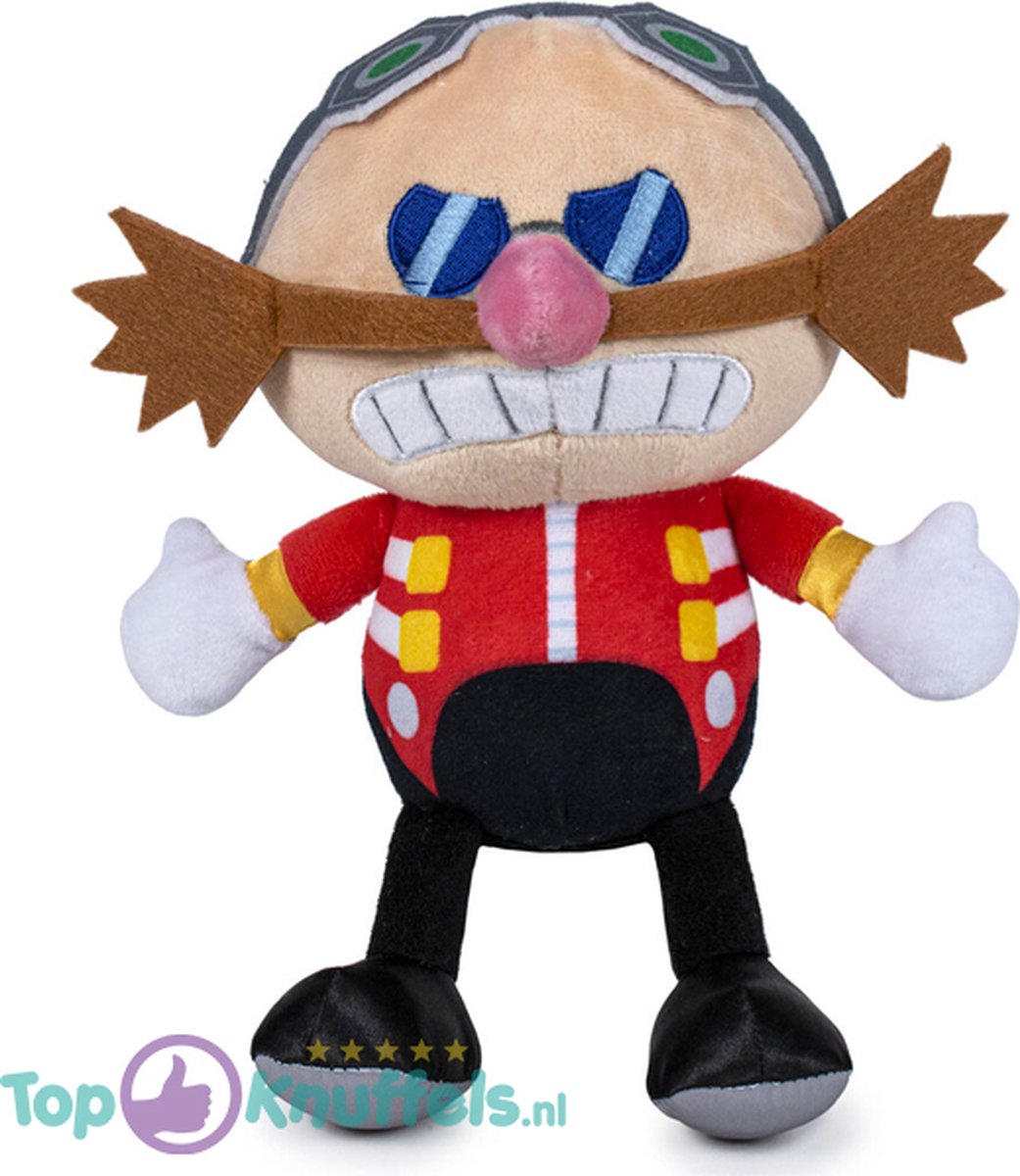 Dr. Eggman - Sonic The Hedgehog Pluche Knuffel 25 cm {Sonic the Hedgehog 2 Plush Toy | Speelgoed knuffeldier knuffelpop voor kinderen jongens meisjes | Sonic De Egel | Silver, Knuckles, Shadow, Miles Tails Prower , Amy, Dr. Eggman}